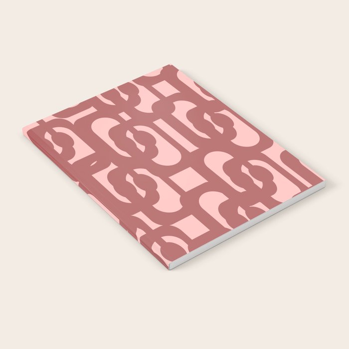 Mid Century Modern Loops Pattern in Maroon and Pink Blush Notebook Gallery Image 2