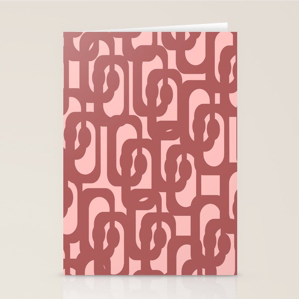 Mid Century Modern Loops Pattern in Maroon and Pink Blush Stationery Card Gallery Image 2