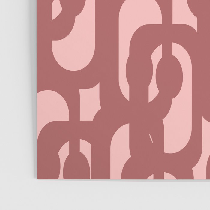 Mid Century Modern Loops Pattern in Maroon and Pink Blush Poster Gallery Image 3