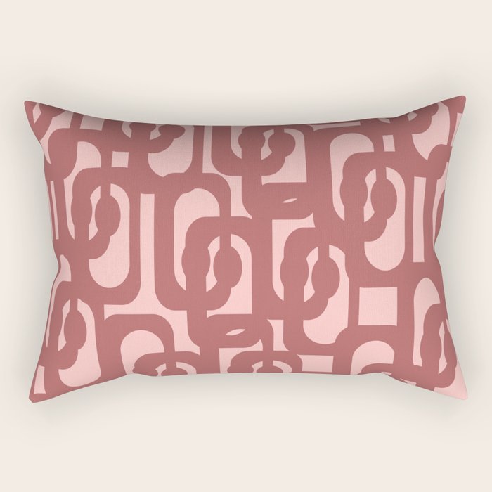 Mid Century Modern Loops Pattern in Maroon and Pink Blush Rectangular Pillow Gallery Image 2