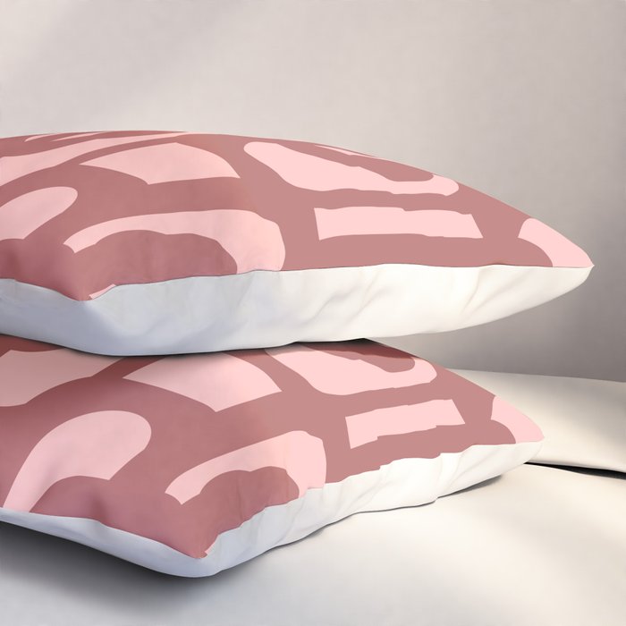 Mid Century Modern Loops Pattern in Maroon and Pink Blush Pillow Sham Gallery Image 3