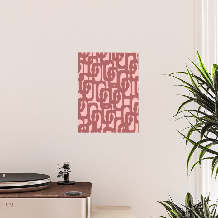 Mid Century Modern Loops Pattern in Maroon and Pink Blush Poster Gallery Image 2