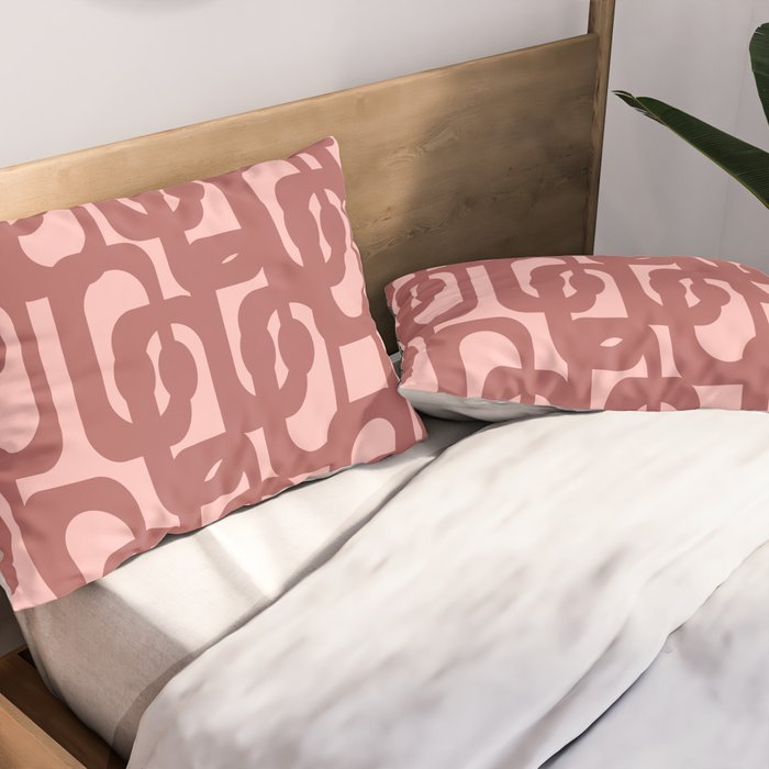 Mid Century Modern Loops Pattern in Maroon and Pink Blush Pillow Sham Gallery Image 2