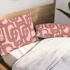 Mid Century Modern Loops Pattern in Maroon and Pink Blush Pillow Sham Gallery Image 2