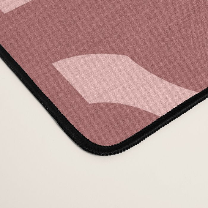 Mid Century Modern Loops Pattern in Maroon and Pink Blush Desk Mat Gallery Image 4
