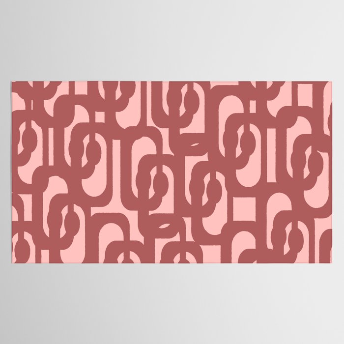 Mid Century Modern Loops Pattern in Maroon and Pink Blush Tablecloth Gallery Image 2