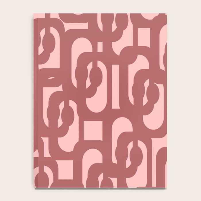 Mid Century Modern Loops Pattern in Maroon and Pink Blush Notebook Gallery Image 4