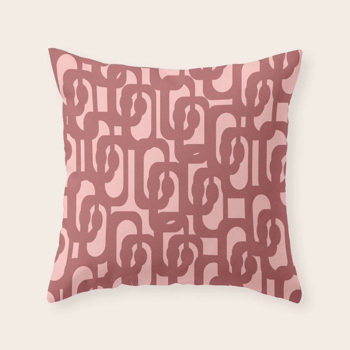 Mid Century Modern Loops Pattern in Maroon and Pink Blush Throw Pillow Gallery Image 6