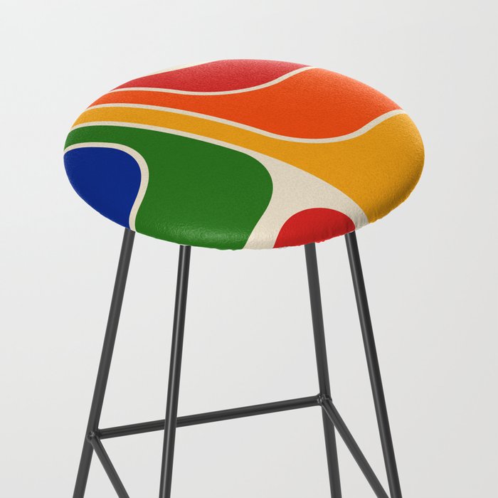 Retro 70s Stripe Colorful Rainbow 872 Primary Colors Stool Gallery Image 2
