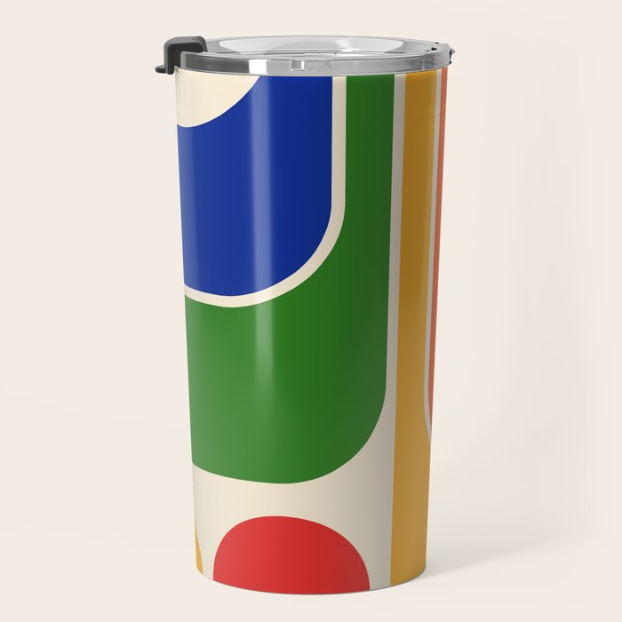 Retro 70s Stripe Colorful Rainbow 872 Primary Colors Travel Mug Gallery Image 3