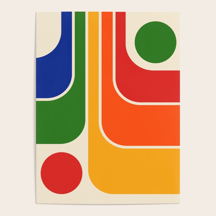 Retro 70s Stripe Colorful Rainbow 872 Primary Colors Poster Gallery Image 4