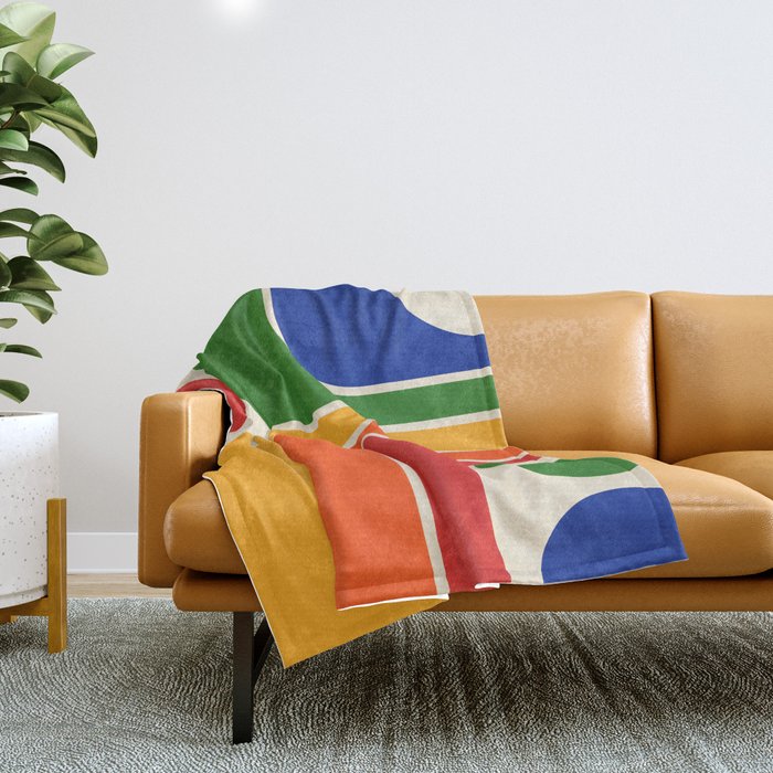 Retro 70s Stripe Colorful Rainbow 872 Primary Colors Throw Blanket Gallery Image 1