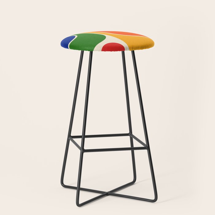 Retro 70s Stripe Colorful Rainbow 872 Primary Colors Stool Gallery Image 1