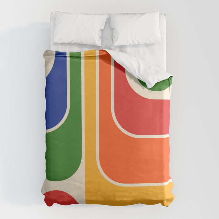 Retro 70s Stripe Colorful Rainbow 872 Primary Colors Duvet Cover Gallery Image 6