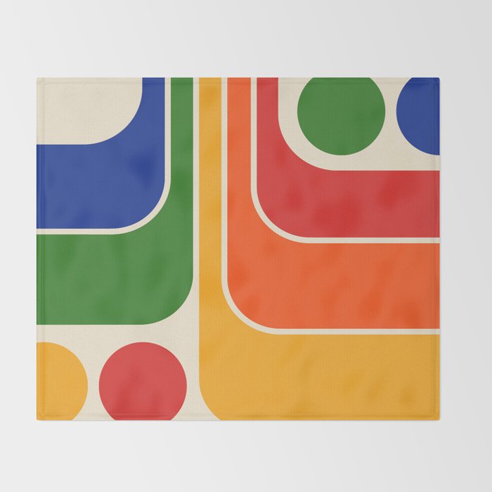 Retro 70s Stripe Colorful Rainbow 872 Primary Colors Throw Blanket Gallery Image 2