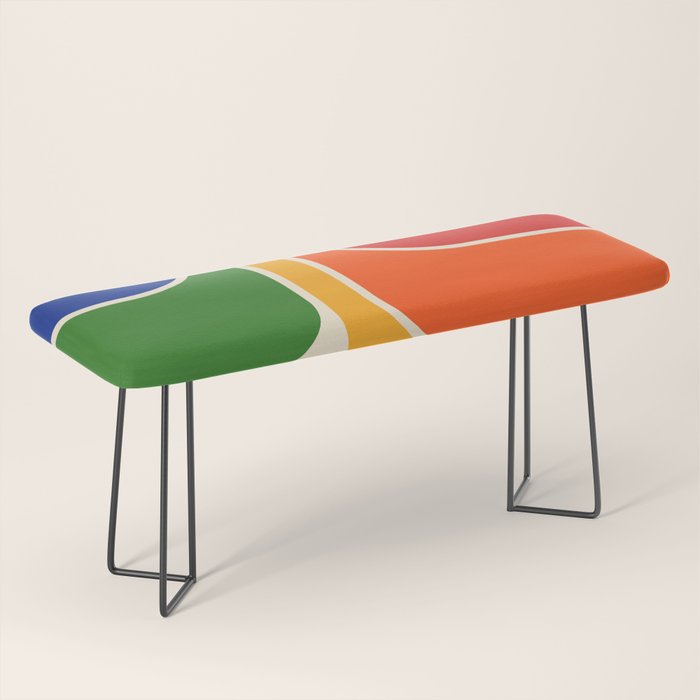Retro 70s Stripe Colorful Rainbow 872 Primary Colors Bench Gallery Image 1