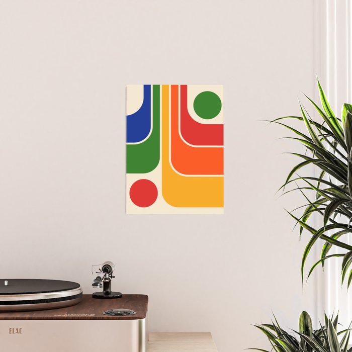 Retro 70s Stripe Colorful Rainbow 872 Primary Colors Poster Gallery Image 2