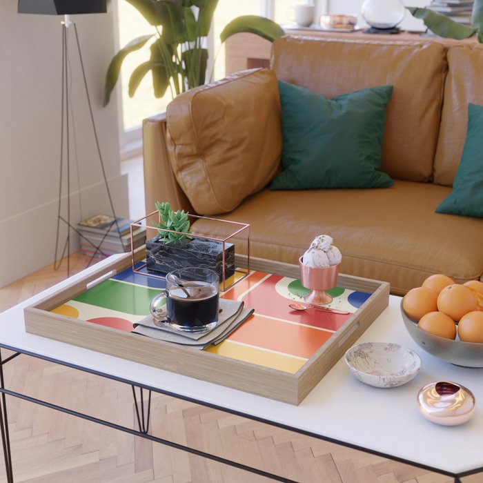 Retro 70s Stripe Colorful Rainbow 872 Primary Colors Serving Tray Gallery Image 2