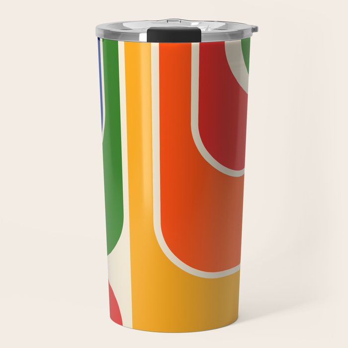 Retro 70s Stripe Colorful Rainbow 872 Primary Colors Travel Mug Gallery Image 1