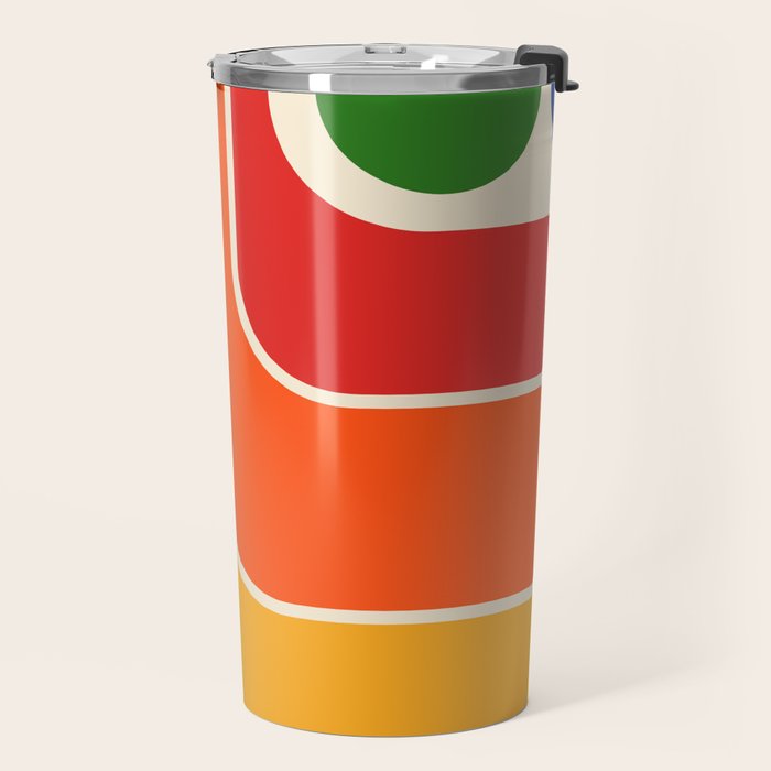 Retro 70s Stripe Colorful Rainbow 872 Primary Colors Travel Mug Gallery Image 2