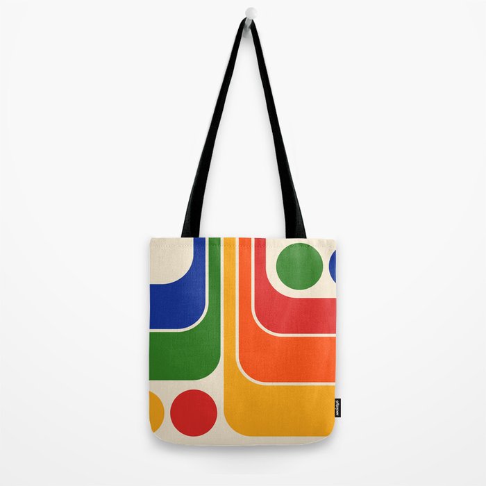 Retro 70s Stripe Colorful Rainbow 872 Primary Colors Tote Bag Gallery Image 2