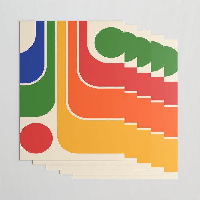 Retro 70s Stripe Colorful Rainbow 872 Primary Colors Wrapping Paper Gallery Image 3