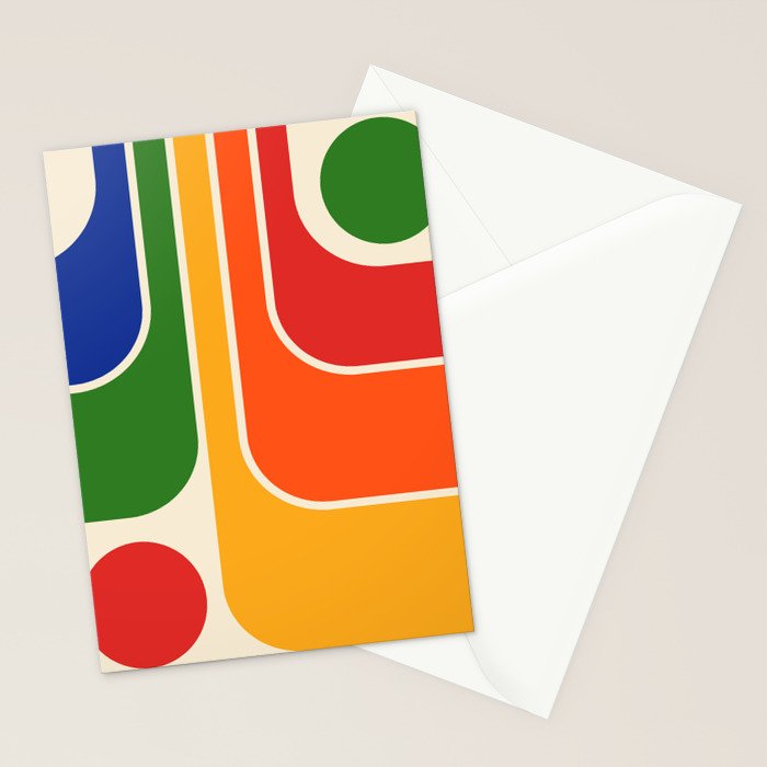 Retro 70s Stripe Colorful Rainbow 872 Primary Colors Stationery Card Gallery Image 2