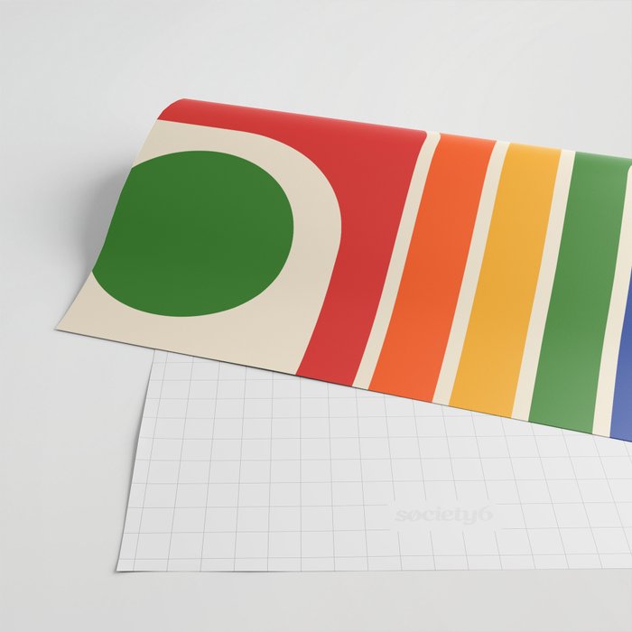 Retro 70s Stripe Colorful Rainbow 872 Primary Colors Wrapping Paper Gallery Image 2