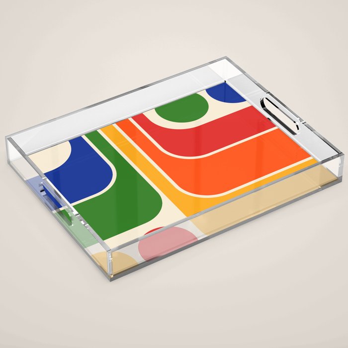 Retro 70s Stripe Colorful Rainbow 872 Primary Colors Acrylic Tray Gallery Image 1