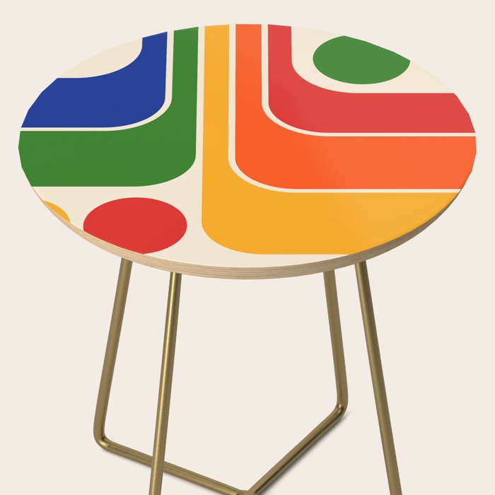Retro 70s Stripe Colorful Rainbow 872 Primary Colors Side Table Gallery Image 2