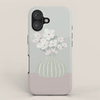 Wildflower bouquet in vase illustration - muted green, dusty pink and beige flowers iPhone Case Gallery Image 1