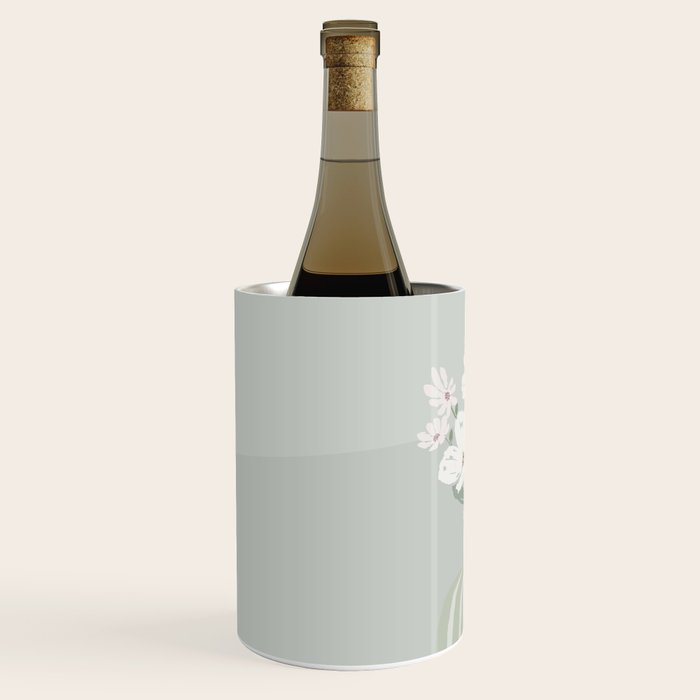 Wildflower bouquet in vase illustration - muted green, dusty pink and beige flowers Wine Chiller Gallery Image 2