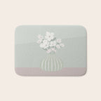 Wildflower bouquet in vase illustration - muted green, dusty pink and beige flowers Bath Mat Gallery Image 1