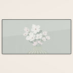 Wildflower bouquet in vase illustration - muted green, dusty pink and beige flowers Desk Mat Gallery Image 3