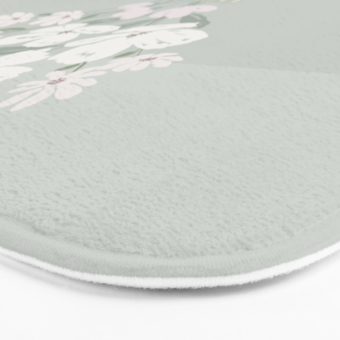 Wildflower bouquet in vase illustration - muted green, dusty pink and beige flowers Bath Mat Gallery Image 3