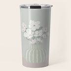 Wildflower bouquet in vase illustration - muted green, dusty pink and beige flowers Travel Mug Gallery Image 1