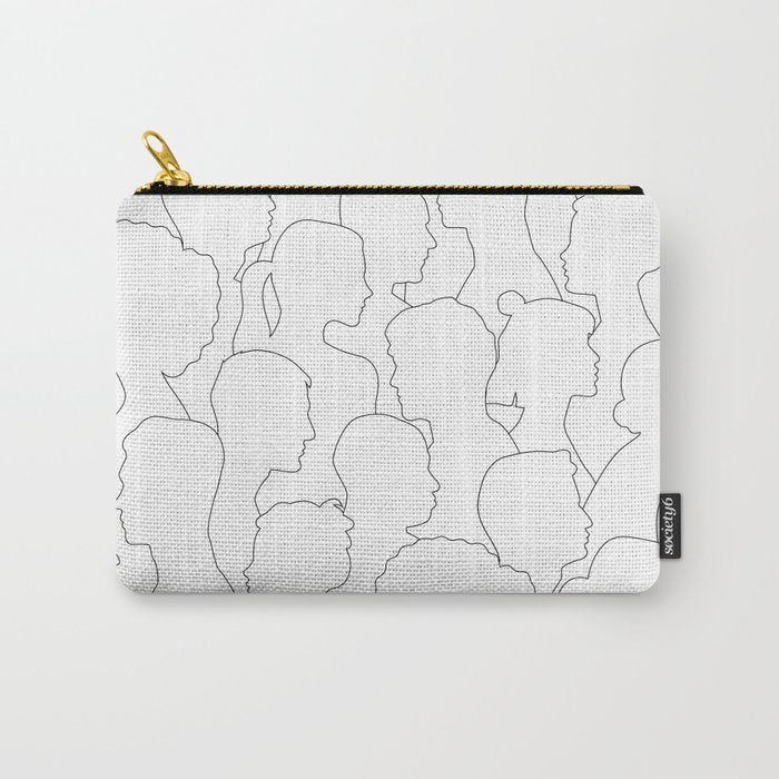 Black and white diverse people crowd pattern Carry All Pouch Gallery Image 1