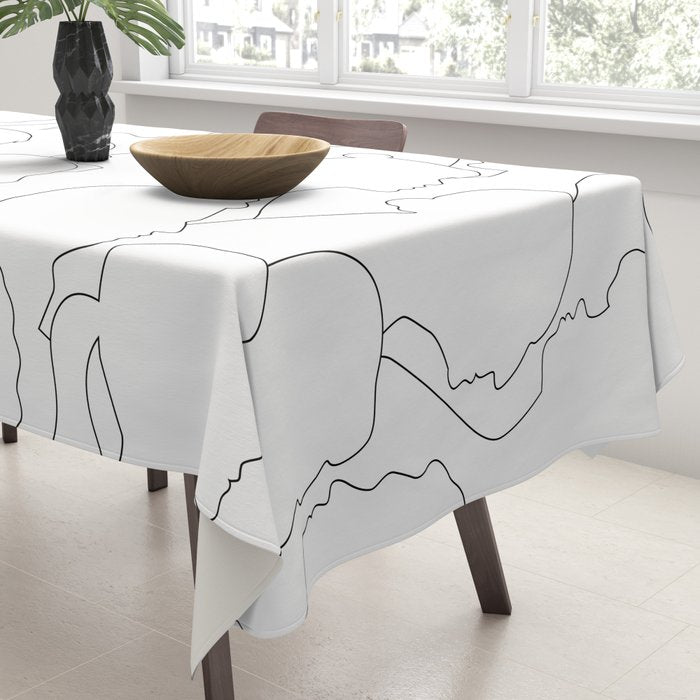 Black and white diverse people crowd pattern Tablecloth Gallery Image 3