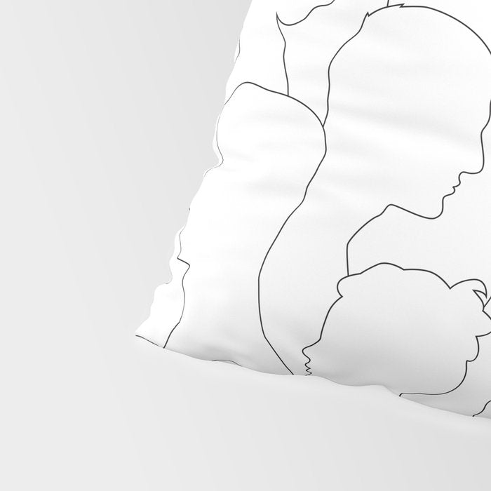 Black and white diverse people crowd pattern Pillow Sham Gallery Image 4