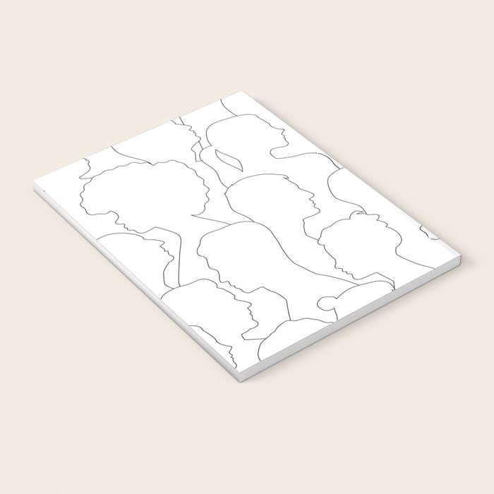 Black and white diverse people crowd pattern Notebook Gallery Image 3