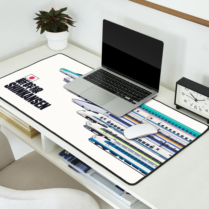 Shinkansen Bullet Train Evolution - White Desk Mat Gallery Image 2
