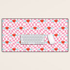 Red love heart checkered pattern Desk Mat Gallery Image 1