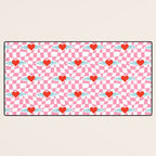 Red love heart checkered pattern Desk Mat Gallery Image 3