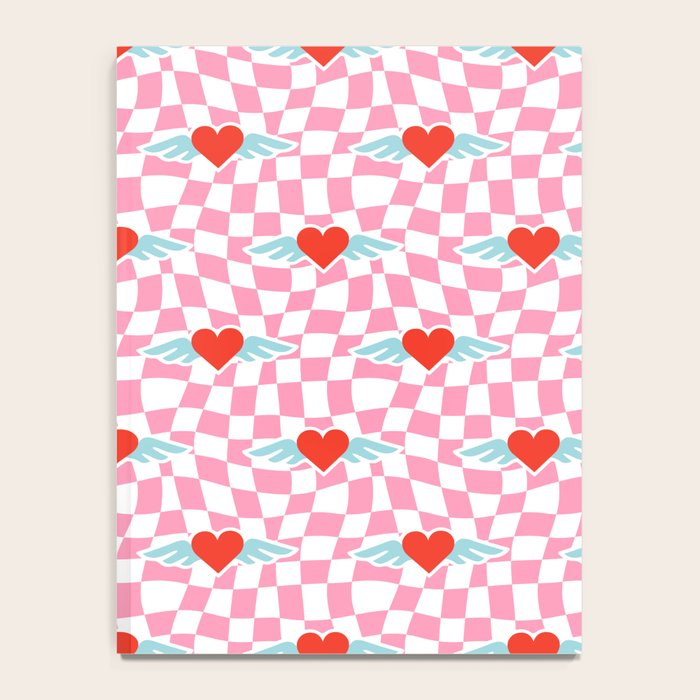 Red love heart checkered pattern Notebook Gallery Image 4