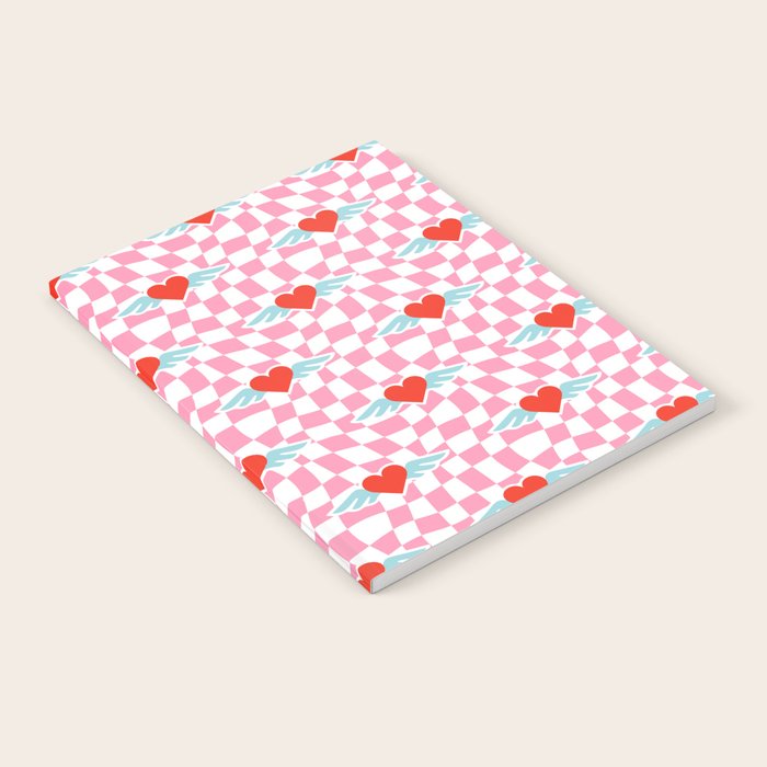 Red love heart checkered pattern Notebook Gallery Image 1