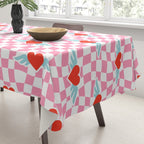 Red love heart checkered pattern Tablecloth Gallery Image 3