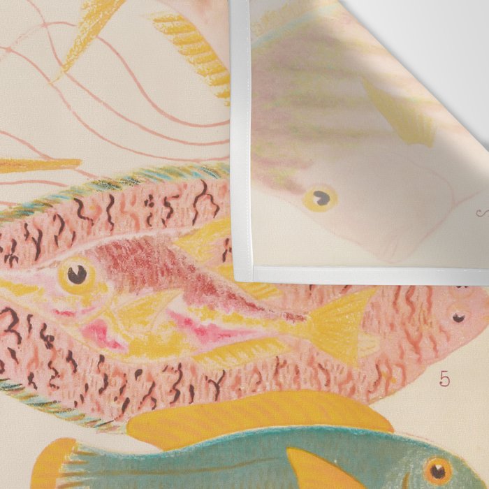 Colorful Tropical Fishes Vintage Sea Life Illustration Wall Tapestry Gallery Image 3