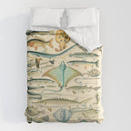 Vintage Fishing Diagram // Poissons II by Adolphe Millot 19th Century Science Textbook Artwork Duvet Cover Gallery Image 6