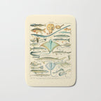 Vintage Fishing Diagram // Poissons II by Adolphe Millot 19th Century Science Textbook Artwork Bath Mat Gallery Image 1