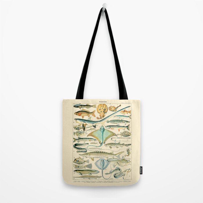 Vintage Fishing Diagram // Poissons II by Adolphe Millot 19th Century Science Textbook Artwork Tote Bag Gallery Image 2